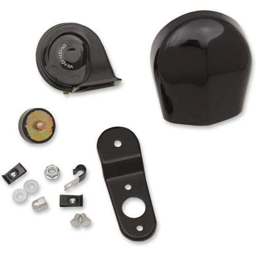 PartzBiz HD: 4418029-Drag Electric 112db Horn Kit w/ Black Cover & Mounting Harley 90-17 Models | 2107-0246 PartzBiz HD: 4418029-Drag Electric 112db Horn Kit w/ Black Cover & Mounting Harley 90-17 Models | 2107-0246