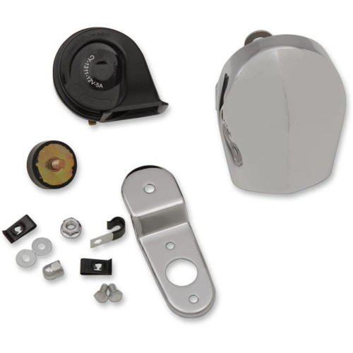 PartzBiz HD: 4418030-Drag Electric 112db Horn Kit w/ Chrome Cover & Mounting Harley 90-17 Models | 2107-0245 PartzBiz HD: 4418030-Drag Electric 112db Horn Kit w/ Chrome Cover & Mounting Harley 90-17 Models | 2107-0245