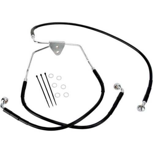 PartzBiz HD: 4417969-Drag Front Extended +4 Black Vinyl Brake Line for Harley 08-13 FLH/T Non ABS | 1741-2510 PartzBiz HD: 4417969-Drag Front Extended +4 Black Vinyl Brake Line for Harley 08-13 FLH/T Non ABS | 1741-2510