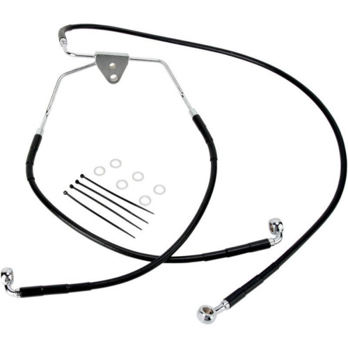 PartzBiz HD: 4417976-Drag Front Extended +6 Black Vinyl Brake Line for Harley 96-07 FLHT/FLHX | 1741-2517 PartzBiz HD: 4417976-Drag Front Extended +6 Black Vinyl Brake Line for Harley 96-07 FLHT/FLHX | 1741-2517