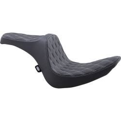 PartzBiz HD DS08021439 - Drag Predator III 2-Up Double Diamond Vinyl Seat Silver Stitch Harley Softail 06-17 PartzBiz HD DS08021439 - Drag Predator III 2-Up Double Diamond Vinyl Seat Silver Stitch Harley Softail 06-17