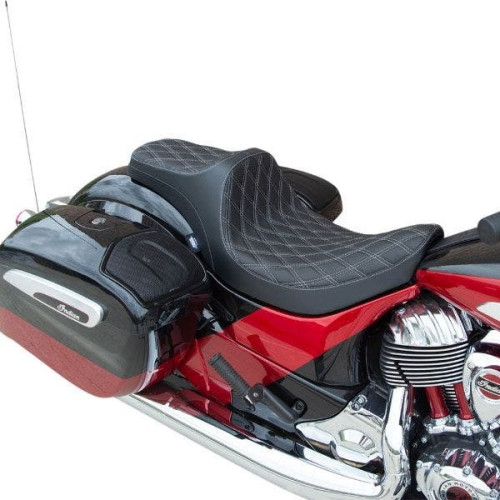 PartzBiz HD: 4417872-Drag Predator III 2-Up Seat Double Diamond Silver Stitch Indian Touring 14-Up