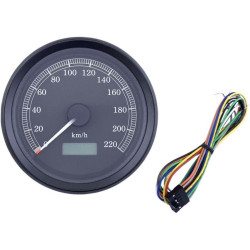 PartzBiz HD DS22100503 - Drag Specialties Black 3-3/8" Programmable Electronic Speedometer 220 KMH Harley
