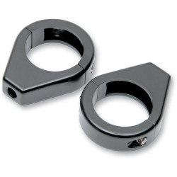 PartzBiz HD DS20401129 - Drag Specialties Black 41MM Front Fork Tubes Turn Signal Clamps Mounts Harley Davidson Dyna Touring Sportster Softail Indicator Relocation Brackets