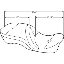 PartzBiz HD DS08010833 - Drag Specialties Black Mild Stitched Leather 2-Up Motorcycle Seat 08-19 HD FLH/T Harley Davidson Touring FLH FLT Road Street Glide King Custom Upgrade Replacement Chopper Bike Saddle 0801-0833 08010833