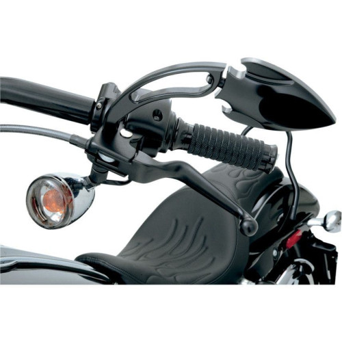 PartzBiz HD: 4417484-Drag Matte Satin Black Wide Brake Clutch Lever Set 96-16 Harley Big Twin XL | 0610-0128