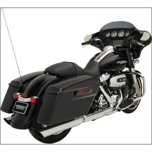 PartzBiz HD: 4417461-Drag Specialties Chrome 4" Slash Down Slip On Mufflers Exhaust Harley 17-19 1801-1189 2017- 2019 18011189