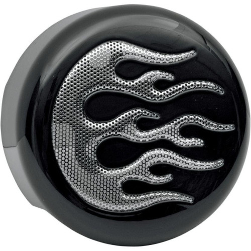 PartzBiz HD: 4417423-Drag Specialties Chrome Horn Cover w/ Flame Insert for Harley V-Twin Models 2100-0053 PartzBiz HD: 4417423-Drag Specialties Chrome Horn Cover w/ Flame Insert for Harley V-Twin Models 2100-0053
