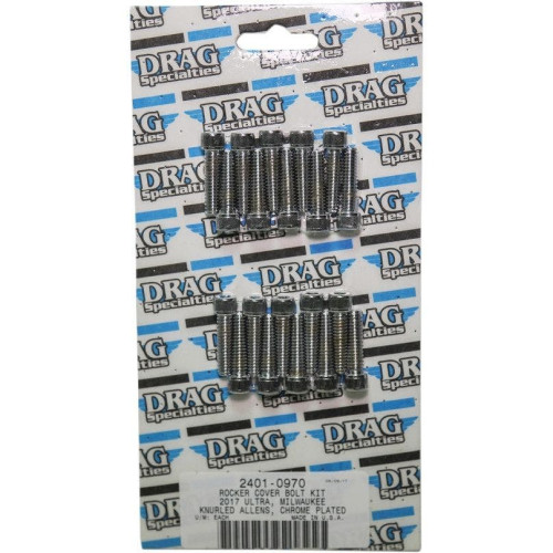 PartzBiz HD: 4417353-Drag Specialties Chrome Rocker Cover Bolt Replacement Kit Knurled Head 17-19 Harley Davidson Milwaukee Eight M8 M-Eight Touring Softail Hardware Bolts Nuts Washers Engine