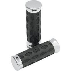 PartzBiz HD DS06300739 - Drag Specialties Chrome Rubber Hand Grips for Harley Throttle by Wire | 0630-0739 PartzBiz HD DS06300739 - Drag Specialties Chrome Rubber Hand Grips for Harley Throttle by Wire | 0630-0739