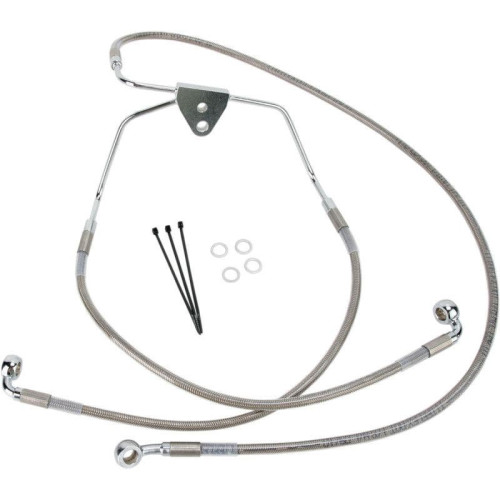 PartzBiz HD: 4417279-Drag Front Extended +2 Stainless Steel Brake Line for Harley 08-13 FLH/T Non ABS | 1741-2624 PartzBiz HD: 4417279-Drag Front Extended +2 Stainless Steel Brake Line for Harley 08-13 FLH/T Non ABS | 1741-2624
