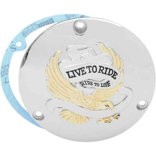 PartzBiz HD: 4417209-Drag Specialties Gold 3 Hole Live to Ride Derby Cover Harley Big Twin 70-98 | 1107-0156 PartzBiz HD: 4417209-Drag Specialties Gold 3 Hole Live to Ride Derby Cover Harley Big Twin 70-98 | 1107-0156