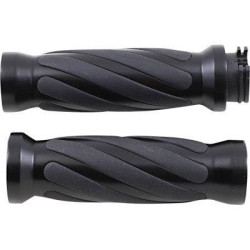 PartzBiz HD DS06302689 - Drag Specialties Textured Black Rubber Grips Chrome Ends Harley Cable Throttle | DS-243105 PartzBiz HD DS06302689 - Drag Specialties Textured Black Rubber Grips Chrome Ends Harley Cable Throttle | DS-243105