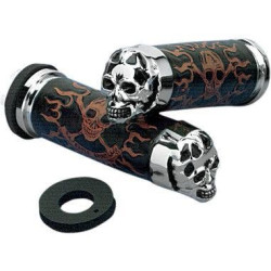 PartzBiz HD DSDS243255 - Drag Specialties Skull Grips Black Eyes for Harley Cable Throttle (Sleeve Incl.) | DS-243255 PartzBiz HD DSDS243255 - Drag Specialties Skull Grips Black Eyes for Harley Cable Throttle (Sleeve Incl.) | DS-243255