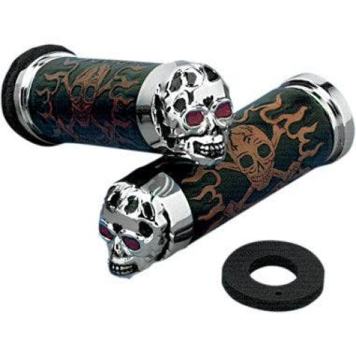 PartzBiz HD: 4417039-Drag Specialties Skull Grips Red Eyes Harley Cable Throttle (Sleeve Not Incl.) | DS-243256 PartzBiz HD: 4417039-Drag Specialties Skull Grips Red Eyes Harley Cable Throttle (Sleeve Not Incl.) | DS-243256