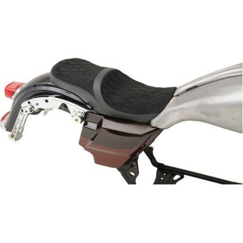 PartzBiz HD: 4416968-Drag Suede Diamond Low Profile Tour Seat Arlen Ness Winged Gas Tank 08-23 FLH/T | 0801-1078