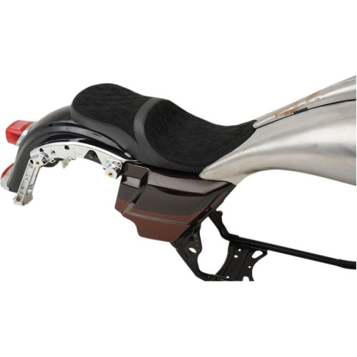 PartzBiz HD: 4416969-Drag Suede Diamond Low Profile Tour Seat Yaffe Razorback Gas Tank 08-23 FLH/T | 0801-1076