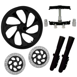 PartzBiz HD DRIFTER-DUAL-BLK-KIT-PCKG - ยางล้อ Drifter สีดำ 23” โรเตอร์คู่พร้อมท่อนล่างและสไลเดอร์แบบ Raked Triple Trees | DRIFTER-DUAL-BLK-KIT-PCKG
