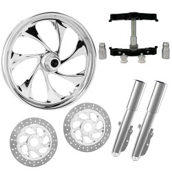 PartzBiz HD DRIFTER-DUAL-CHR-KIT-PCKG - ยางล้อ Drifter Chrome 23” Dual Rotors พร้อมท่อนล่างและตัวเลื่อน Raked Triple Trees | DRIFTER-DUAL-CHR-KIT-PCKG