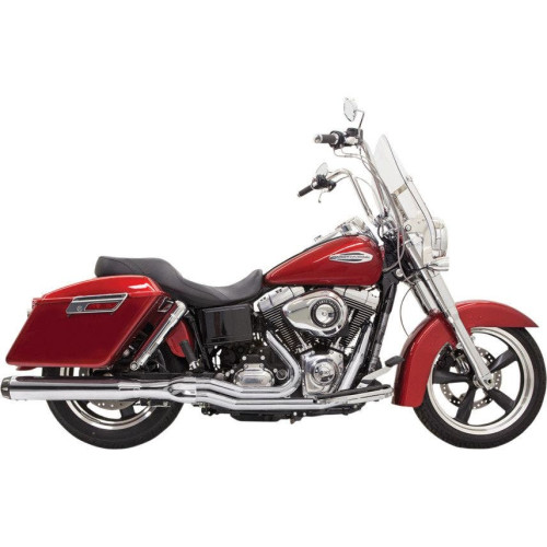 PartzBiz HD: 4416412-Bassani Chrome Road Rage 2 Into 1 Long Megaphone Exhaust Harley Dyna FLD 12-16 | 1D28R