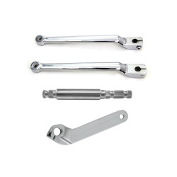 PartzBiz HD EPC-HEEL-TOE-SHAFT-INNER-CH - ขยาย 9-3/4” Chrome Heel Toe Splined Shift Lever Set พร้อมเพลาและฝาครอบด้านใน 86-18