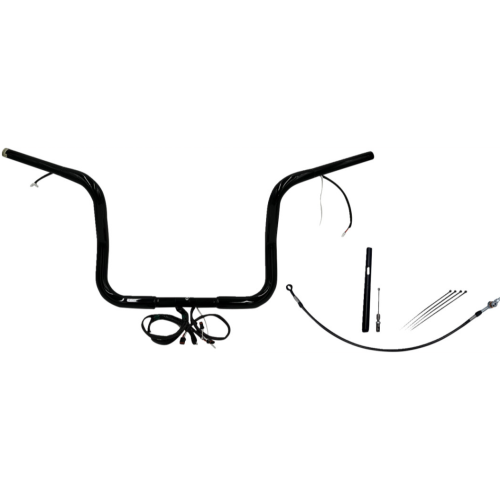 PartzBiz HD: 4416270-FBI Black 12" Round Top Plug n Play EZ 1-1/4" Handlebar Kit Harley 21-23 FLH/T | 912512-B PartzBiz HD: 4416270-FBI Black 12" Round Top Plug n Play EZ 1-1/4" Handlebar Kit Harley 21-23 FLH/T | 912512-B