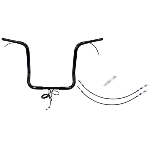 PartzBiz HD: 4416195-FBI Black 16" Pointed Top Plug n Play EZ 1-1/4" Handlebar Kit Harley 16-20 FLH/T | 902216-B PartzBiz HD: 4416195-FBI Black 16" Pointed Top Plug n Play EZ 1-1/4" Handlebar Kit Harley 16-20 FLH/T | 902216-B