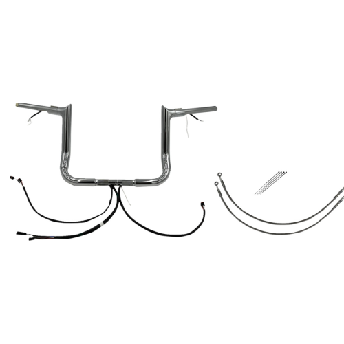 PartzBiz HD: 4416176-FBI Chrome 12" Pointed Top Plug n Play EZ 1-1/2" Handlebar Kit Harley 16-20 FLH/T | 802212 PartzBiz HD: 4416176-FBI Chrome 12" Pointed Top Plug n Play EZ 1-1/2" Handlebar Kit Harley 16-20 FLH/T | 802212