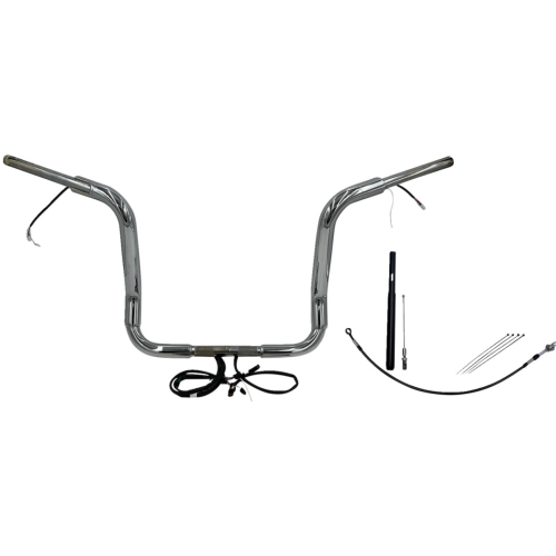 PartzBiz HD: 4416133-FBI Chrome 14" Round Top Plug n Play EZ 1-1/2" Handlebar Kit Harley 21-23 FLH Touring | 812414