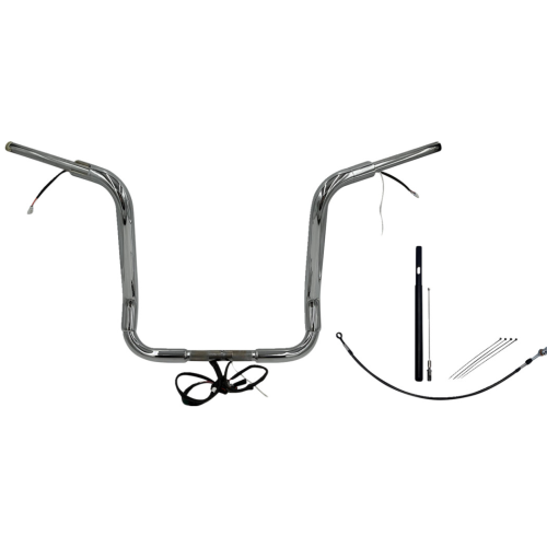 PartzBiz HD: 4416121-FBI Chrome 16" Round Top Plug n Play EZ 1-1/2" Handlebar Kit Harley 21-23 FLH Touring | 812416 PartzBiz HD: 4416121-FBI Chrome 16" Round Top Plug n Play EZ 1-1/2" Handlebar Kit Harley 21-23 FLH Touring | 812416