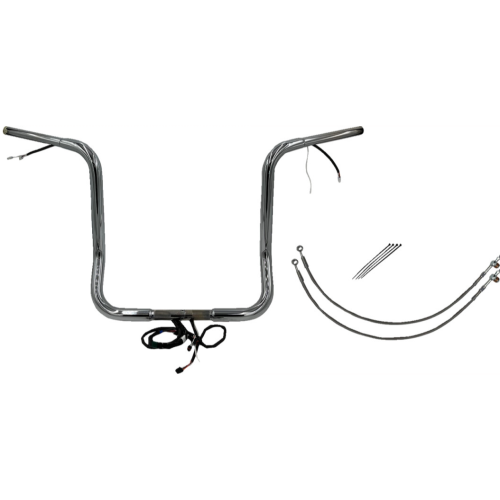 PartzBiz HD: 4416122-FBI Chrome 16" Round Top Plug n Play EZ 1-1/4" Handlebar Kit Harley 14-15 FLH/T | 901516 PartzBiz HD: 4416122-FBI Chrome 16" Round Top Plug n Play EZ 1-1/4" Handlebar Kit Harley 14-15 FLH/T | 901516