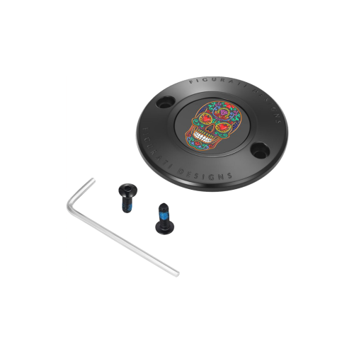 PartzBiz HD: 4415689-Figurati Designs Black W/Sugar Skull Timing Cover สำหรับ Harley 17-23 M8 | FD30-TC-2H-BLK PartzBiz HD: 4415689-Figurati Designs Black W/Sugar Skull Timing Cover สำหรับ Harley 17-23 M8 | FD30-TC-2H-BLK