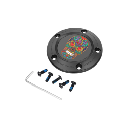 PartzBiz HD DS09402165 - Figurati Designs Black W/Sugar Skull Timing Cover สำหรับ Harley 99-17 Twin Cam | FD30-TC-5H-BLK