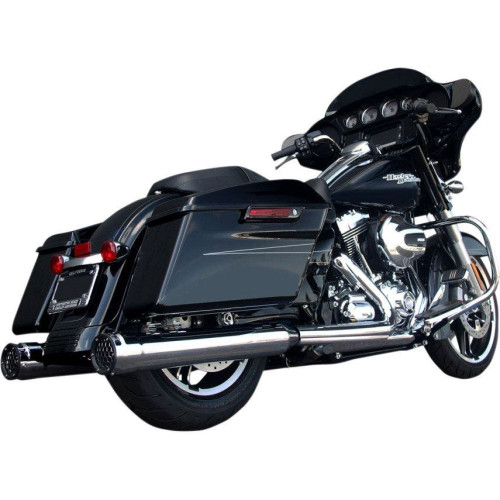 PartzBiz HD: 4415642-Firebrand Chrome 4" Grand Prix Slip On Mufflers Exhaust for Harley FLH/T 95-16 | 10-1007 PartzBiz HD: 4415642-Firebrand Chrome 4" Grand Prix Slip On Mufflers Exhaust for Harley FLH/T 95-16 | 10-1007