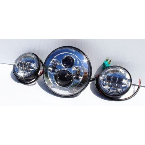 PartzBiz HD: 4415170-Harley LED Projector Daymaker Chrome 7" Headlight Kit Incl. Passing Lamps & Adapters PartzBiz HD: 4415170-Harley LED Projector Daymaker Chrome 7" Headlight Kit Incl. Passing Lamps & Adapters