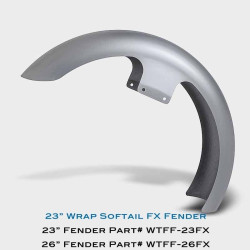PartzBiz HD HHI-WTFF-26FLX - Hawg Halter 26" FLX Wrapped Steel Slim Cut Level Front Fender 87-17 Harley FLH/T WTFF-26FLX electra road street glide tour bagger stretched best for steel