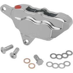 PartzBiz HD HHI-LHSCC500 - Hawg Halters HHI Chrome LHSCC500 4-Piston Front Caliper EVO Harley Softail Dyna & XL