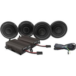 PartzBiz HD DS44050499 - HogTunes Wild Boar แอมป์ 600 วัตต์ & ชุดเครื่องเสียงลำโพง 4 ตัว Ultra Harley 14-18 | WBA อัลตร้าคิท