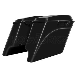 PartzBiz HD HW149001 - Hogworkz 2-Into-1 4" Stretched Saddlebags w/ Lids Harley '94-'13 FLH - Unpainted | HW149208