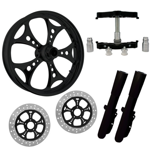PartzBiz HD: 4414566-Holeshot Black 23" Wheel Tire Dual Rotors Raked Triple Trees Lowers & Sliders | HOLESHOT-DUAL-BLK-KIT-PCKG PartzBiz HD: 4414566-Holeshot Black 23" Wheel Tire Dual Rotors Raked Triple Trees Lowers & Sliders | HOLESHOT-DUAL-BLK-KIT-PCKG