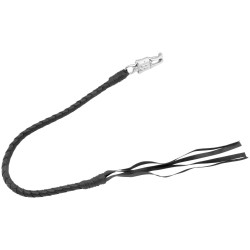 PartzBiz HD TR477037 - Iron Braid 36” Leather Old School Black Get Back Whip สำหรับคันเกียร์มอเตอร์ไซค์ - 1009-36 BLACK