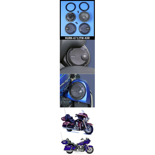 PartzBiz HD: 4414347-J&M ROKKER XXR 6.71” Rear-Pod Lower-Fairing Speaker Kit w/ Grill Mounted Tweeters 14-17 Harley