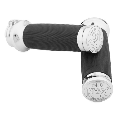 PartzBiz HD: 4414335-Jack Daniels OLD #7 Chrome Billet Hand Grips สำหรับ Harley Cable Throttle Models | 106-240 PartzBiz HD: 4414335-Jack Daniels OLD #7 Chrome Billet Hand Grips สำหรับ Harley Cable Throttle Models | 106-240