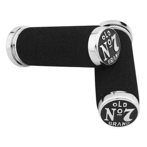 PartzBiz HD: 4414337-Jack Daniels OLD #7 Chrome Foam Hand Grips สำหรับ Harley Cable Throttle Models | 106-244 PartzBiz HD: 4414337-Jack Daniels OLD #7 Chrome Foam Hand Grips สำหรับ Harley Cable Throttle Models | 106-244