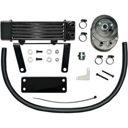 PartzBiz HD WP821-2011 - ชุดออยล์คูลเลอร์ Jagg Black Horizonal Low Mount 6 แถว Harley Softail 00-16 | 750-1290