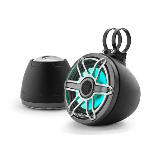 PartzBiz HD: 4414216-JL Audio ระบบโคแอกเชียลแบบปิดขนาด 6.5 นิ้ว W/LED Matte Black Enclosure Sport Grille