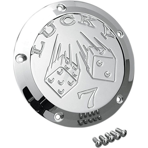 PartzBiz HD: 4413958-Joker Machine Chrome Lucky 7 5 Hole Derby Cover สำหรับ Harley Twin Cam 99-16 | 06-99L