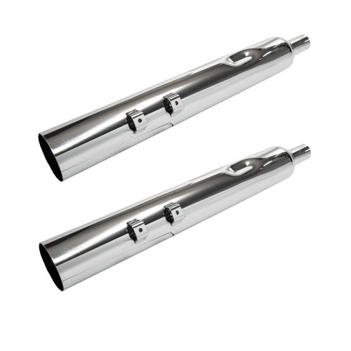 PartzBiz HD: 4413921-Jones Exhaust JPT430MC250 Full Boar Straight Cut Slip-On Mufflers 2" Baffle 95-16 FLH