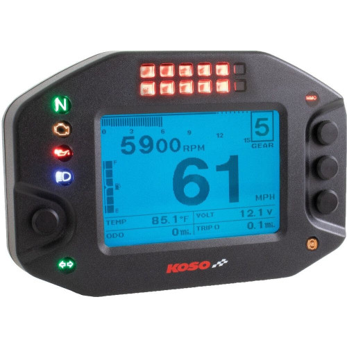 PartzBiz HD: 4413278-Koso RS-2 มัลติฟังก์ชันมิเตอร์และเครื่องบันทึกข้อมูลพร้อมไฟ Shift Universal 12v BA073000
