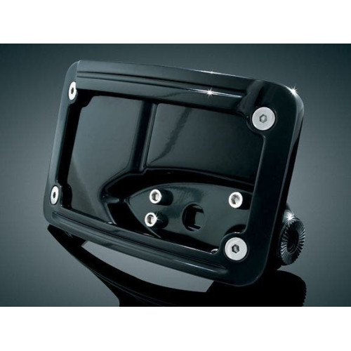 PartzBiz HD: 4413167-Kuryakyn 3125 Glossy Black Curved Horizontal Side Mount License Plate Frame